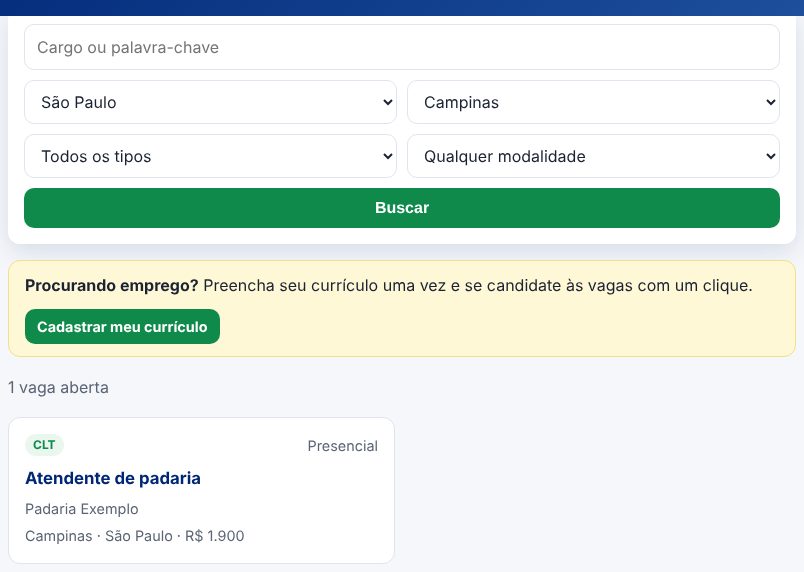 Busca de vagas filtrada por cidade